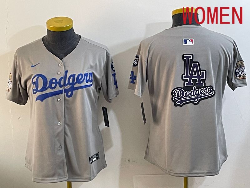 Women Los Angeles Dodgers Blank Grey Game 2024 Nike MLB Jersey style 12053->women mlb jersey->Women Jersey